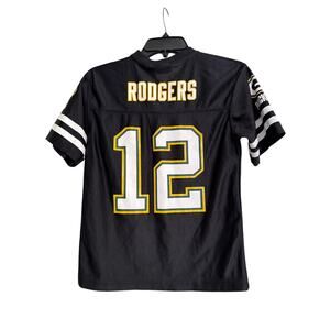 NFL Aaron Rodgers Green Bag Packers 12 Black Jersey Youth Sz Large GS